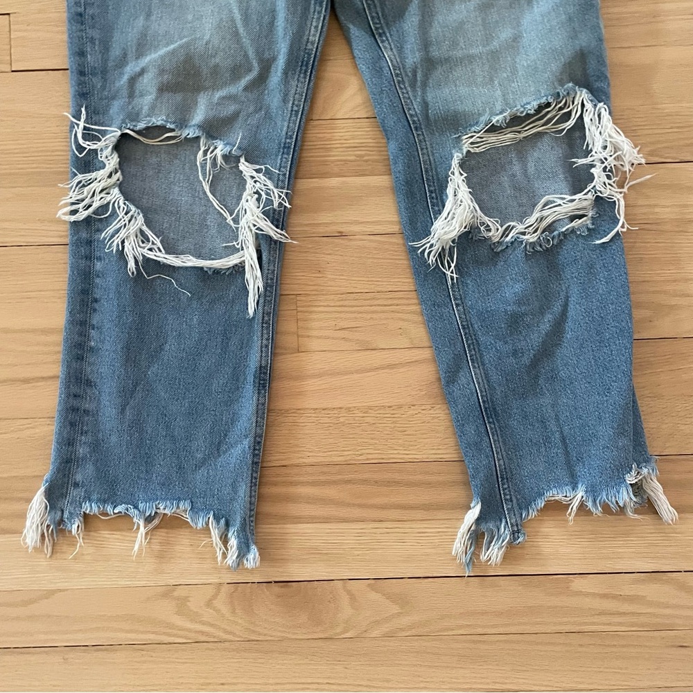 We The Free Destroyed Maggie Straight Light Wash Jeans 28 - Picture 4 of 15